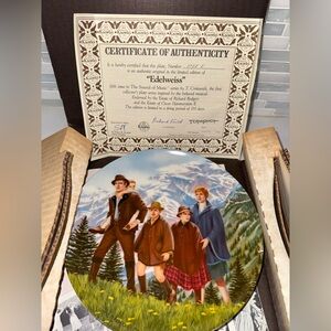 Edelweiss Collector's Plate with Certificate, Vintage